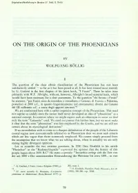 On the Origin of the Phoenicians