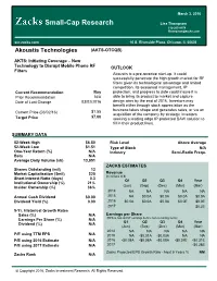 Small-Cap Research Lisa Thompson 312-265-9154 Lthompson@Zacks.Com