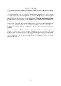 The "Final Terms") You Agree to Be Bound by the Following Terms and Conditions
