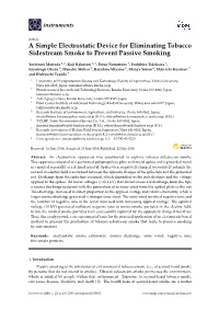 A Simple Electrostatic Device for Eliminating Tobacco Sidestream Smoke to Prevent Passive Smoking