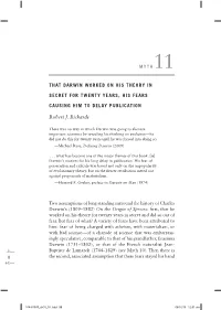 Myth: That Darwin Worked on His Theory in Secret for Twenty Years