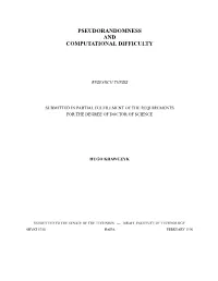 Pseudorandomness and Computational Difficulty