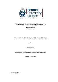 Quality of Experience in Relation to Wearables