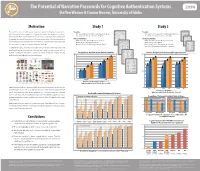 The Potential of Narrative Passwords for Cognitive Authentication Systems 2094 Ste En Werner & Connor Hoover, University of Idaho