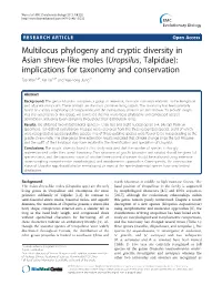 Uropsilus, Talpidae): Implications for Taxonomy and Conservation Tao Wan1,2†, Kai He1,3† and Xue-Long Jiang1*