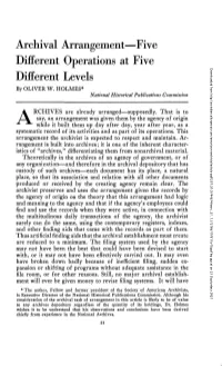 Archival Arrangement—Five Different Operations at Five Different Levels