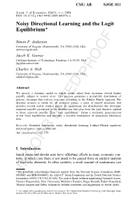 Noisy Directional Learning and the Logit Equilibrium*