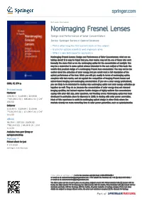 Nonimaging Fresnel Lenses Design and Performance of Solar Concentrators Series: Springer Series in Optical Sciences