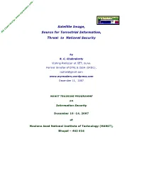Satellite Image, Source for Terrestrial Information, Threat to National Security