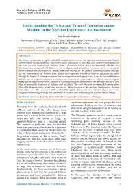 Understanding the Twists and Turns of Terrorism Among Muslims in the Nigerian Experience: an Assessment