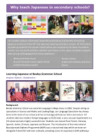 Why Teach Japanese in Secondary Schools?