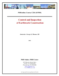 Control and Inspection of Earthwork Construction