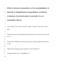 Effect of Solution Composition on the Recrystallisation of Kaolinite to Feldspathoids in Hyperalkaline Conditions