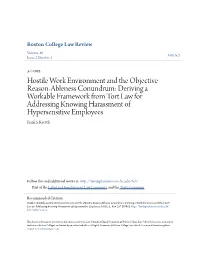 Hostile Work Environment and the Objective Reason-Ableness Conundrum
