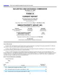Securities and Exchange Commission Form 8-K Current Report Simon Property Group, Inc