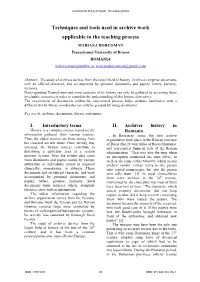 Techniques and Tools Used in Archive Work Applicable To