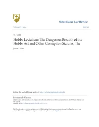 The Dangerous Breadth of the Hobbs Act and Other Corruption Statutes, The, 87 Notre Dame L