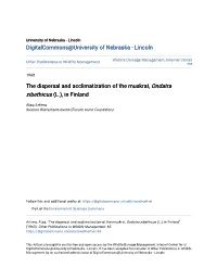 The Dispersal and Acclimatization of the Muskrat, Ondatra Zibethicus (L.), in Finland