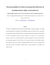Thermal Tunability in Terahertz Metamaterials Fabricated On