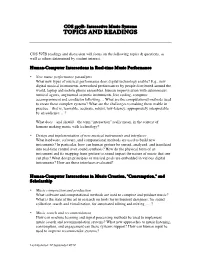 Topics & Preliminary Reading List