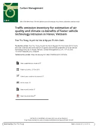 Traffic Emission Inventory for Estimation of Air Quality and Climate Co-Benefits of Faster Vehicle Technology Intrusion in Hanoi, Vietnam