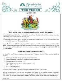 VBS Registration for Morningside Families Begins This Sunday!