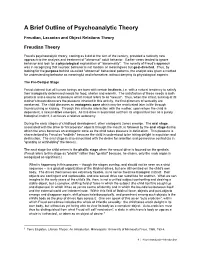 A Brief Outline of Psychoanalytic Theory