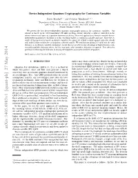 Device-Independent Quantum Cryptography for Continuous Variables