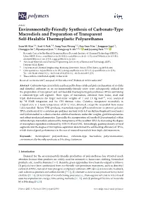 Environmentally-Friendly Synthesis of Carbonate-Type Macrodiols and Preparation of Transparent Self-Healable Thermoplastic Polyurethanes
