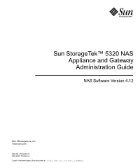 Sun Storagetek 5320 NAS Appliance and Gateway Administration Guide
