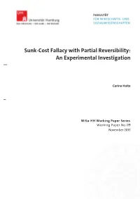 Sunk-Cost Fallacy with Partial Reversibility: an Experimental Investigation