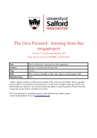 The Giza Pyramid : Learning from This Megaproject Procter, CT and Kozak-Holland, MP