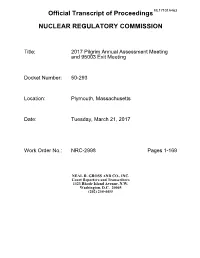 03/21/2017 Transcript of Annual Assessment/95003 Inspection Exit