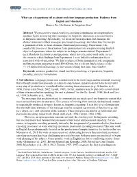1 What Can Wh-Questions Tell Us About Real-Time Language Production