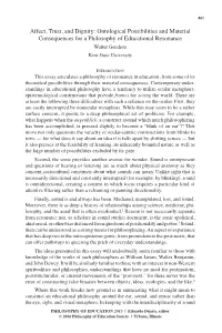 Affect, Trust, and Dignity: Ontological Possibilities and Material Consequences for a Philosophy of Educational Resonance Walter Gershon Kent State University