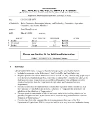 Bill Analysis and Fiscal Impact Statement