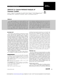 CRAVAT 4: Cancer-Related Analysis of Variants Toolkit David L