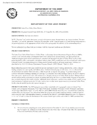 Department of the Army Department of the Army Permit