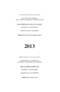 Différend Frontalier Frontier Dispute