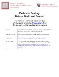 Exclusive Dealing: Before, Bork, and Beyond