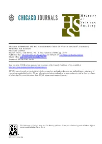 Precision Instruments and the Demonstrative Order of Proof in Lavoisier's Chemistry Author(S): Jan Golinski Reviewed Work(S): Source: Osiris, 2Nd Series, Vol