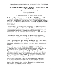 Rutgers Clinical Genomics Laboratory Taqpath SARS-Cov-2 Assay EUA Summary