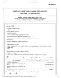 Securities and Exchange Commission Sec Form 17-A, As Amended