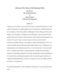 A Reference Price Theory of the Endowment Effect