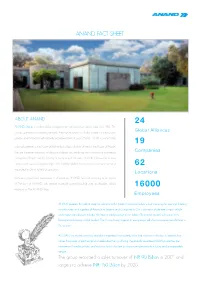 Anand Fact Sheet