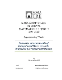 Dielectric Measurements of Europa's and Mars' Ice Shell