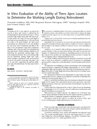 In Vitro Evaluation of the Ability of Three Apex Locators to Determine