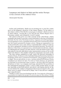 Language and Dialect in Italy and the Wider Europe in the Context of the Unesco Atlas