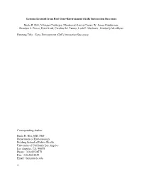 Lessons Learned from Past Gene-Environment (Gxe) Interaction Successes