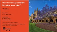 Part 2. How to Better Manage Smoking